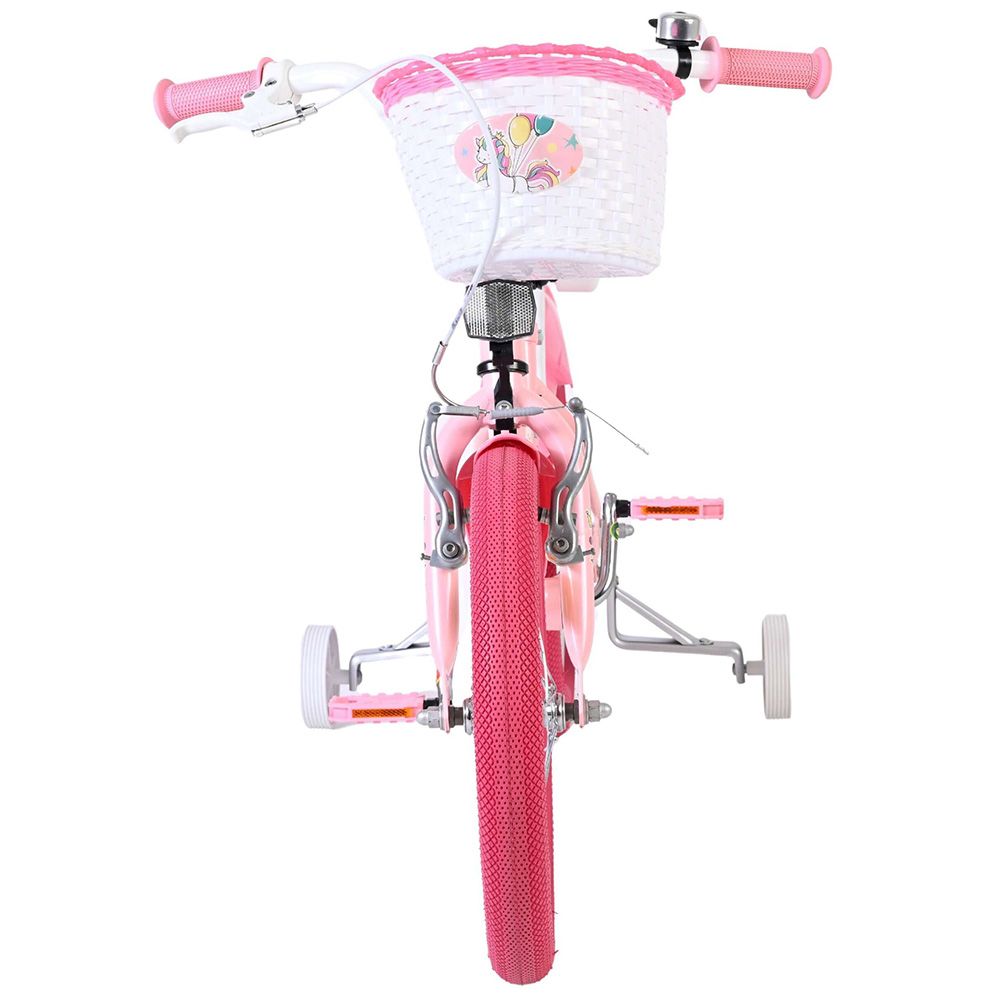 Детски велосипед с помощни колела, Volare Unicorn, 14 инча - бял