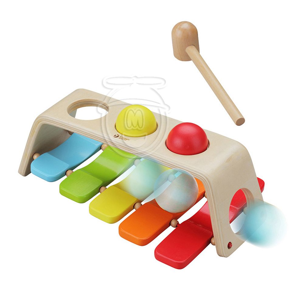 Дървена играчка 2 в 1, Ксилофон с Чукче