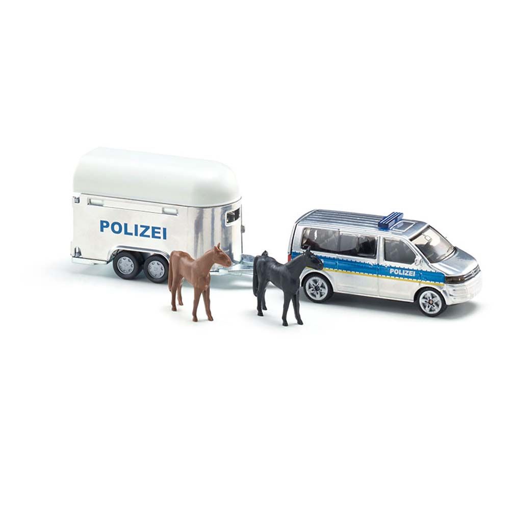 Полицейски микробус с ремарке за превоз на коне