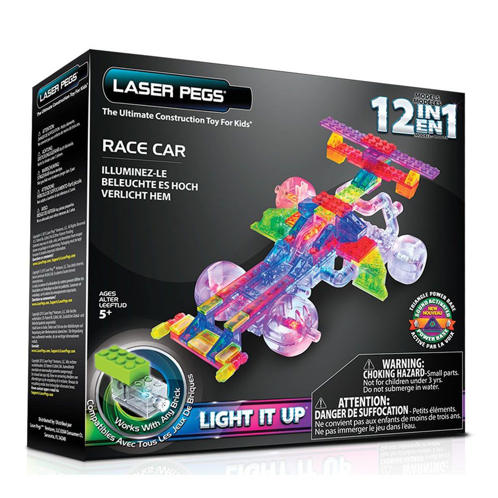 LASER PEGS, Светещ конструктор 12 в 1, Състезателна кола