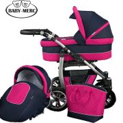 Комплект количка за бебе и кош Leo 2 в 1 розово