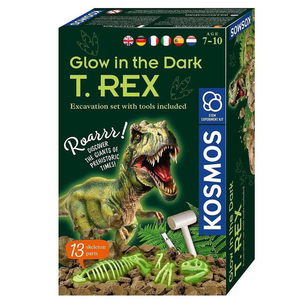 THAMES & KOSMOS, Комплект за изкопаване на вкаменелости, Светещ Тиранозавър Рекс