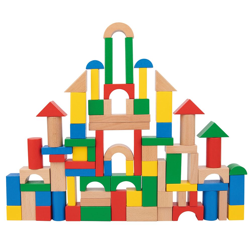 TookyToy, Дървен конструктор в кофа-сортер, 100 части