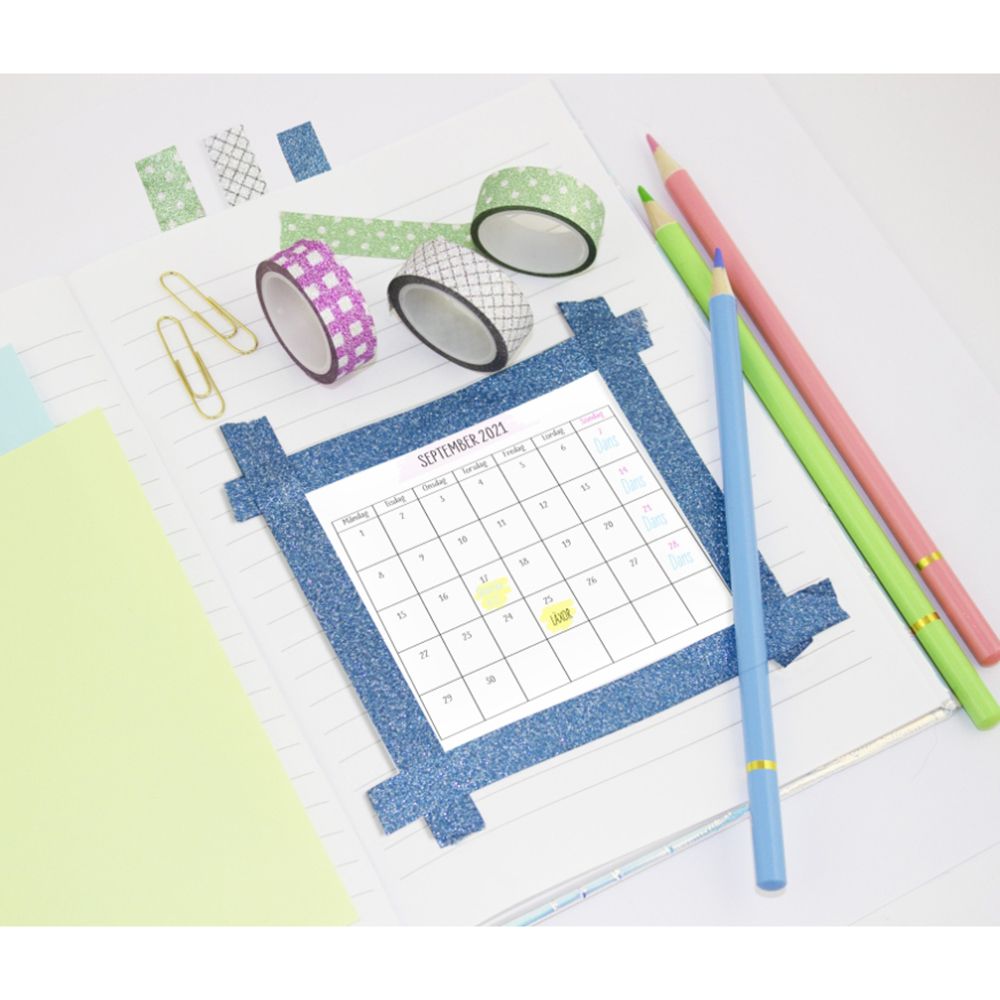 Блестящо декоративно тиксо WASHI TAPE, 4 броя с държач