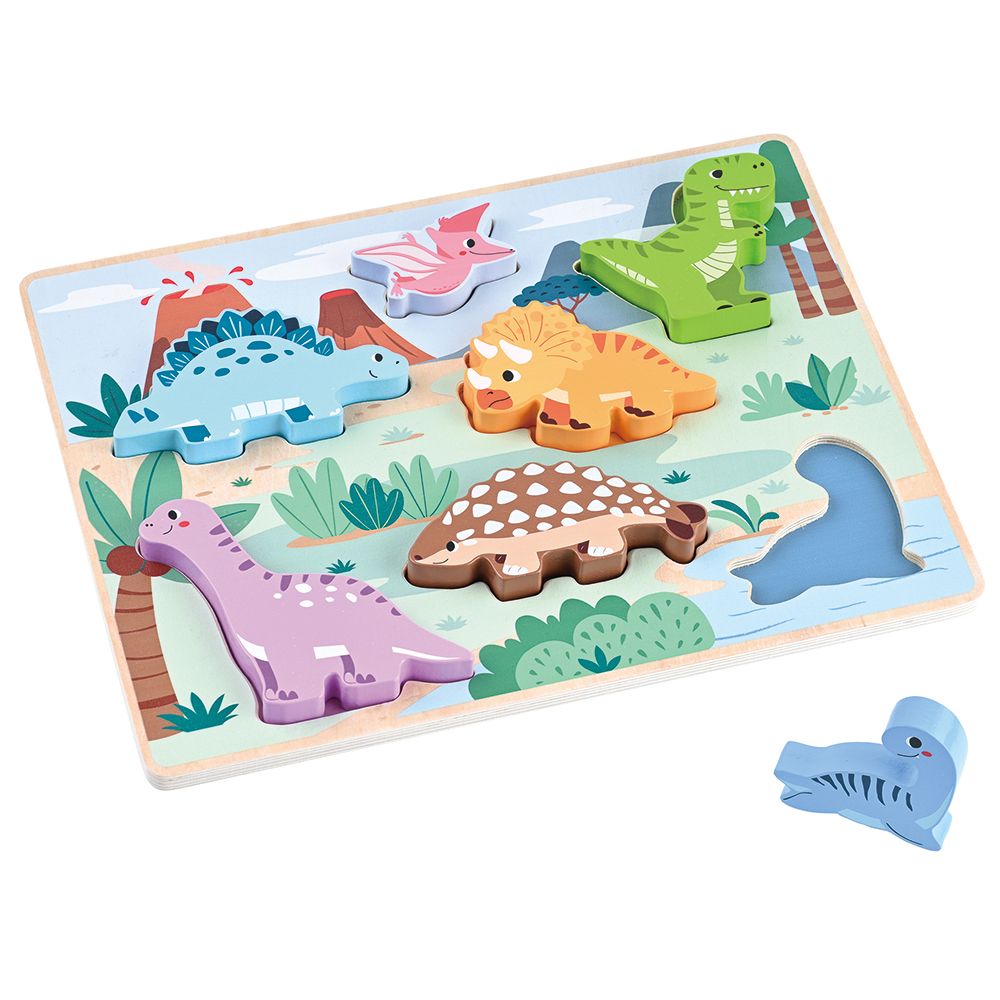 Дървен пъзел с фигури, Динозаври