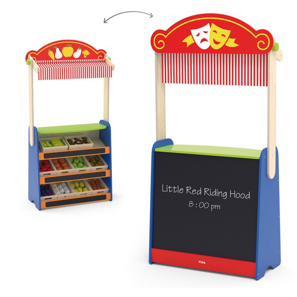 Viga toys, Дървен Магазин и Театър, 2 в 1