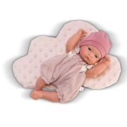 Кукла Горди, с розов гащеризон и розова възглавница облак, 28 см