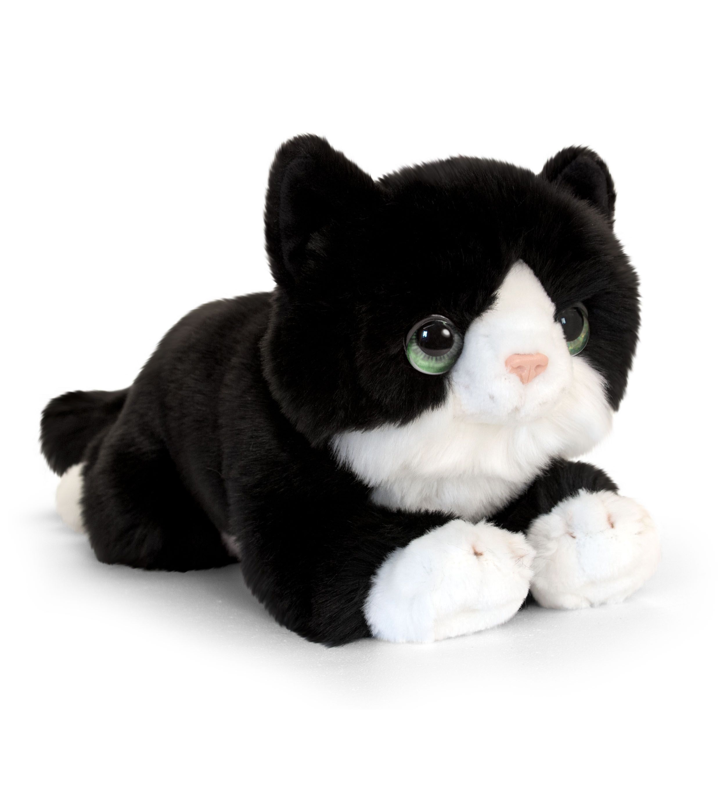 Keel Toys, Плюшена черна котка с бели петна, 32 см