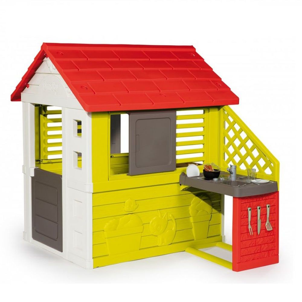 Smoby, Детска пластмасова къща за игра, с кът за готвене