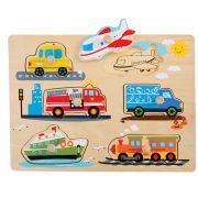 Дървен пъзел с дръжки, Превозни средства, 6 елемента