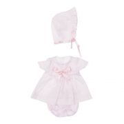Рокля, шапка и гащички, розови, за кукла Коке, 36 см