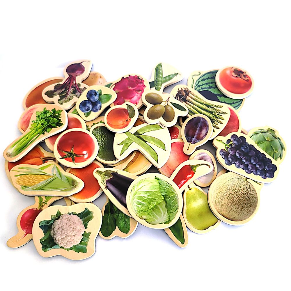 Дървени магнити, Плодове и зеленчуци, 50 броя