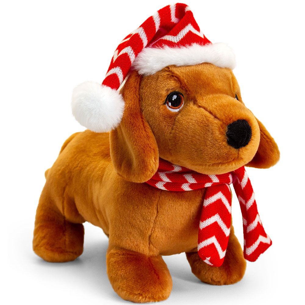 Екологична играчка, Keeleco, Куче дакел с коледен костюм, 25 см