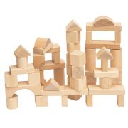 Дървен конструктор натурален, 50 части