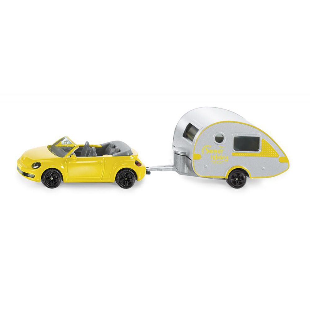 Метална кола Volkswagen Beetle New кабрио с каравана