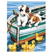 KSG Crafts  Рисуване по номера с акрилни бои "Кученца и патета"