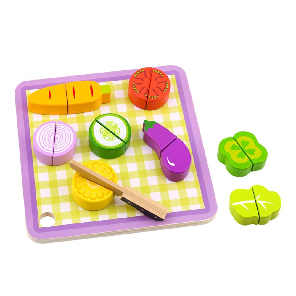 Tooky Toy, Дървени зеленчуци за рязане, с табла