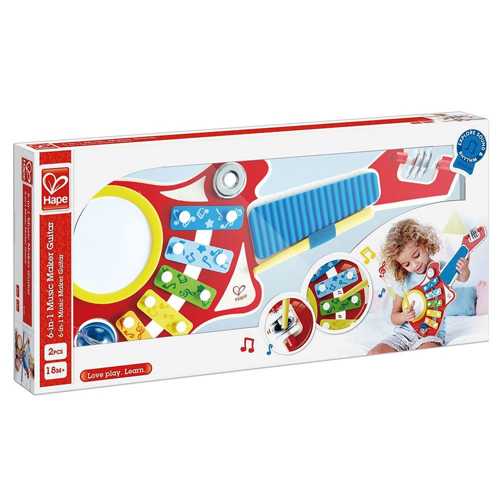 Дървена музикална играчка 6 в 1, Китара