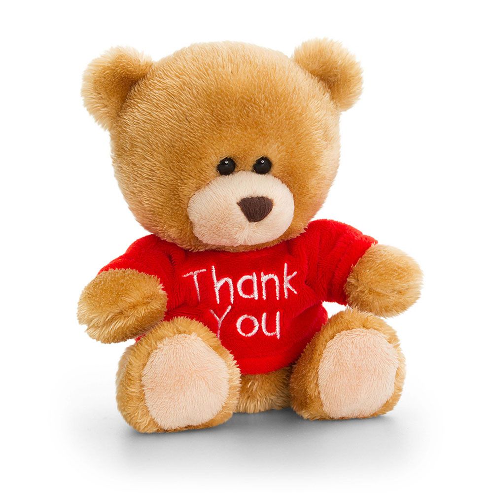 Keel Toys, Плюшено мече с червена тениска Thank you