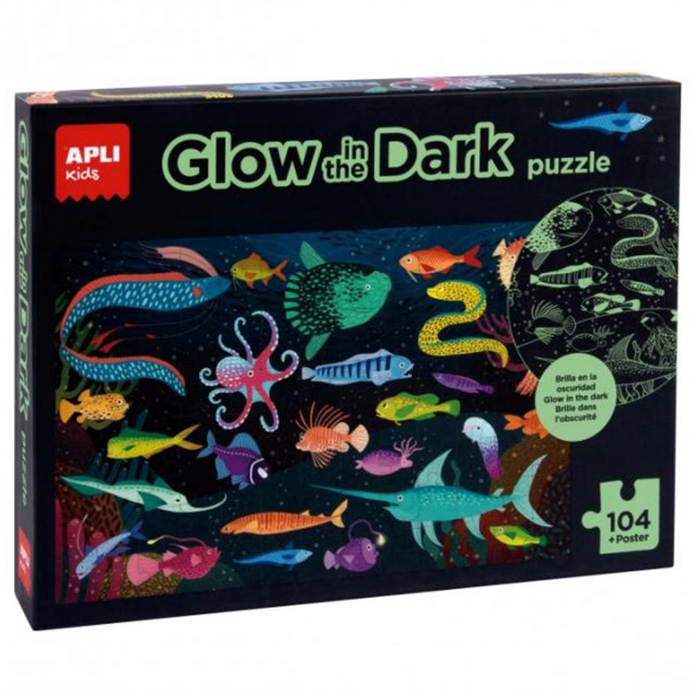 Apli kids, Светещ в тъмното пъзел, Подводен свят, 104 елемента