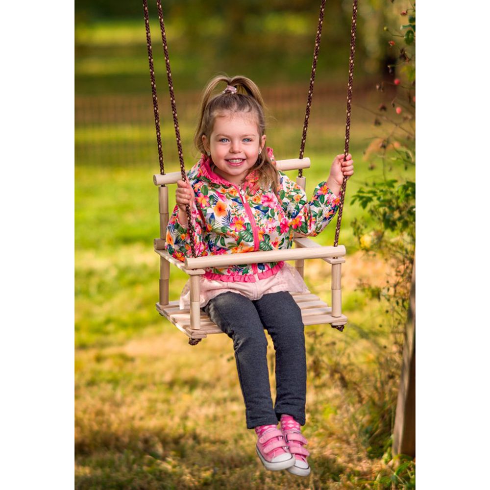 Дървена люлка с облегалка за гръб