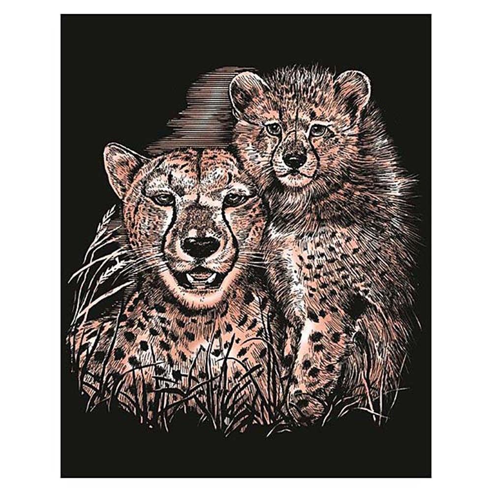 Sequin art, Гравиране на медна основа, Гепард