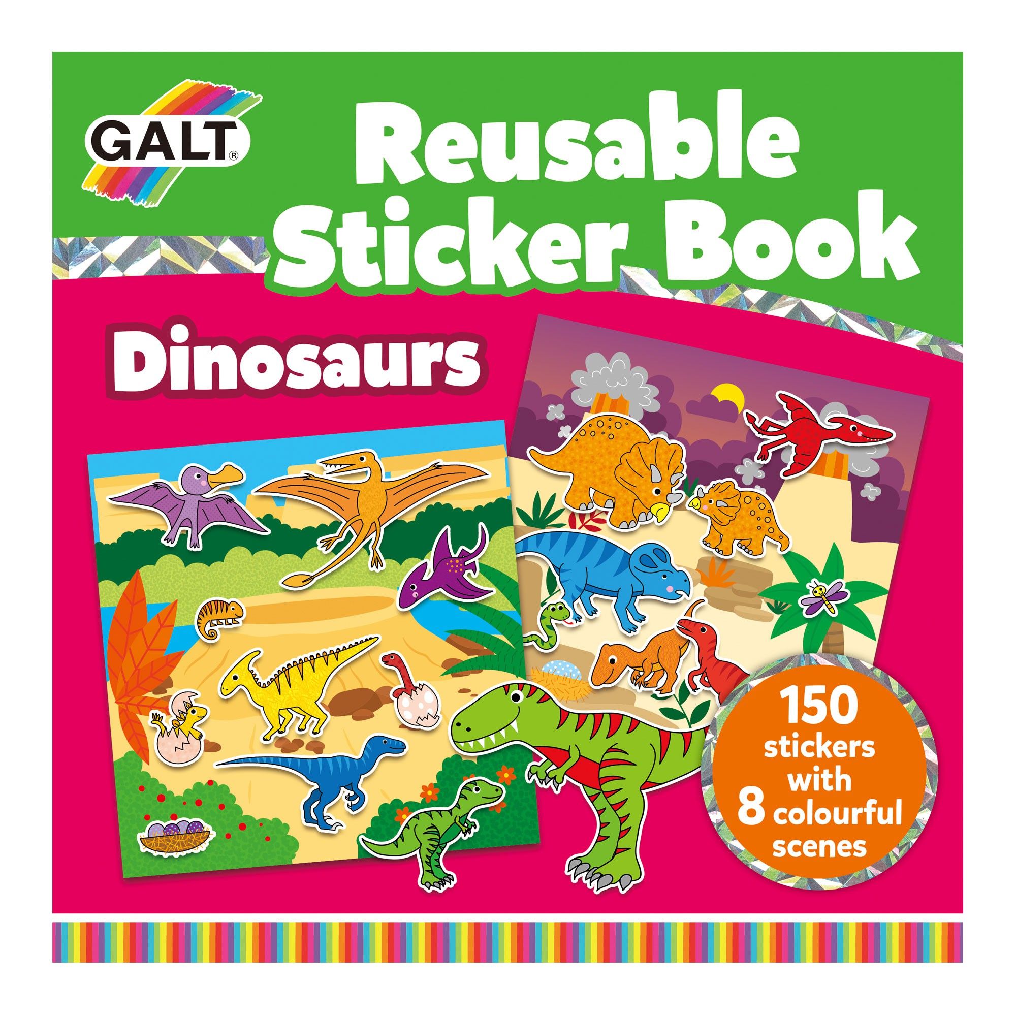 Galt Toys, Книжка със стикери за многократна употрeба, Динозаври
