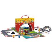 Дървена писта с колички в куфар