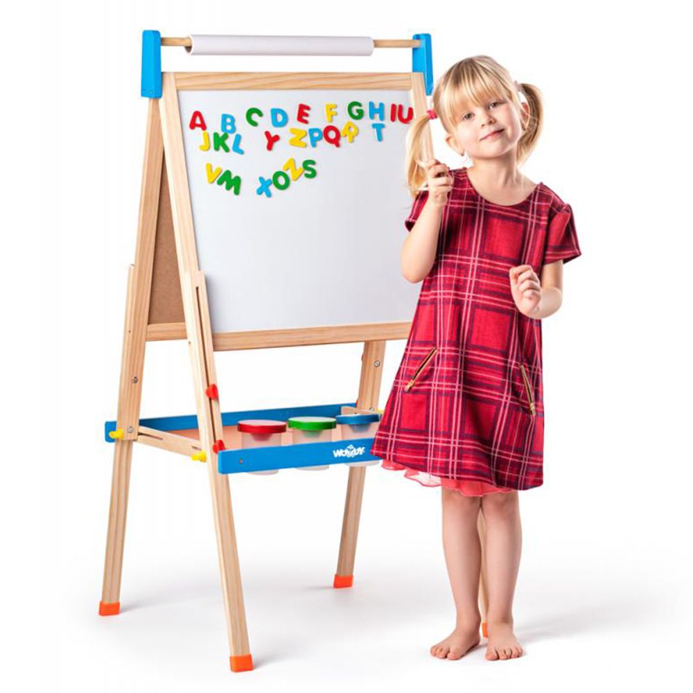 Двустранна дъска за писане с ролка хартия и магнитни букви