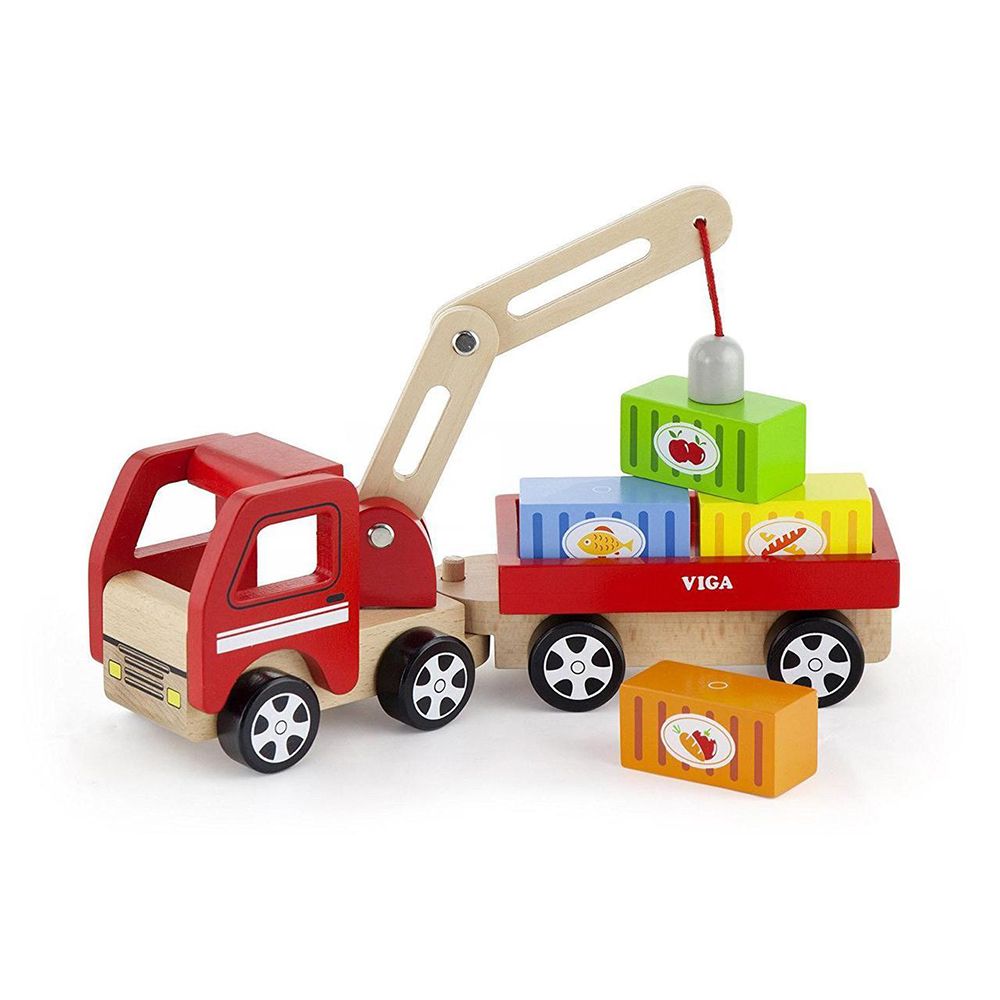 Viga toys, Дървен контейнеровоз с кран