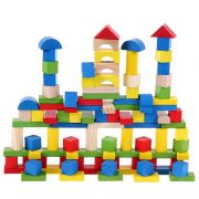 Дървен конструктор цветен, 100 части