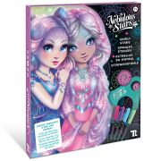 Творческа книга с черни страници и неонови гел химикалки, Звездни мандали