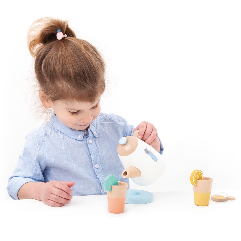 Дървен комплект за чай с кана