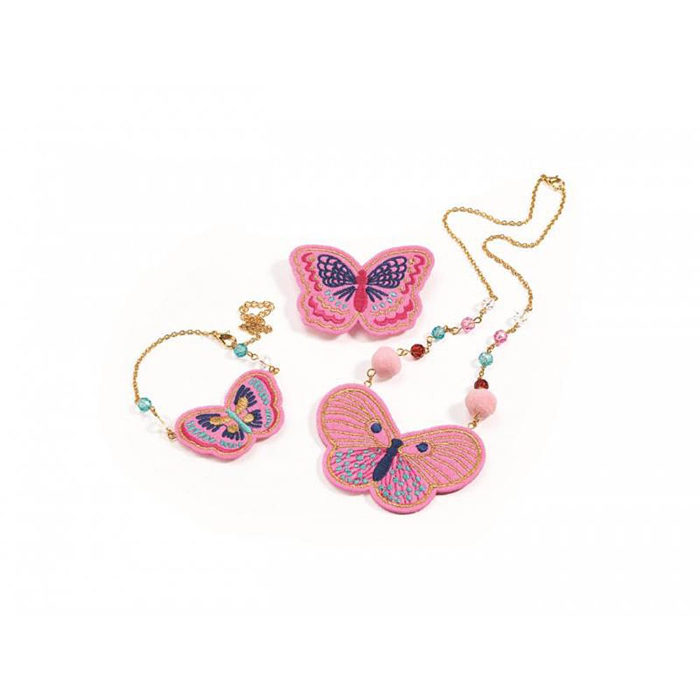 Комплект бижута, Бродирани пеперуди