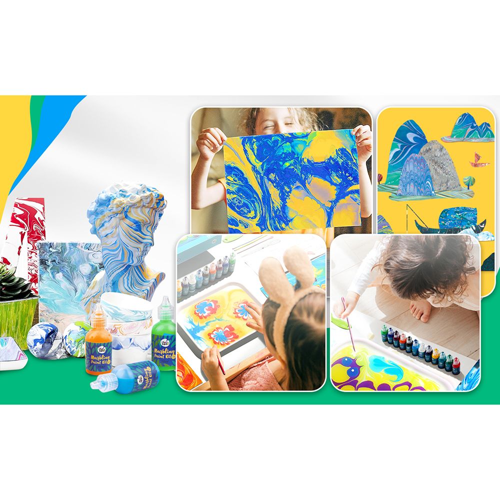 Комплект за рисуване, Мраморни картини, с 6 боички