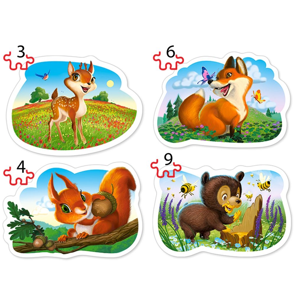 Горски животни, пъзел с 3, 4, 6 и 9 елемента