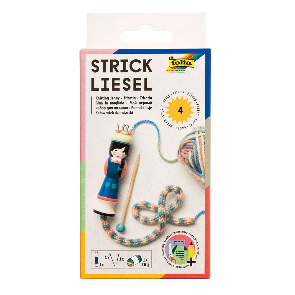 Folia Bringmann, Комплект за плетене на френско плетиво с дървена кукла