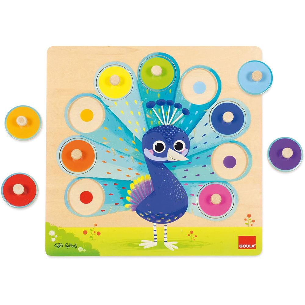 Дървен пъзел, Научи цветовете, Паун