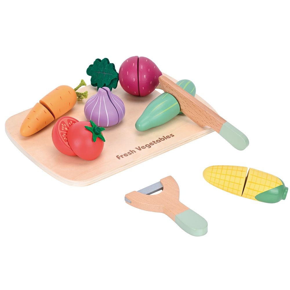 Lelin Toys, Дървени зеленчуци за рязане, с дъска