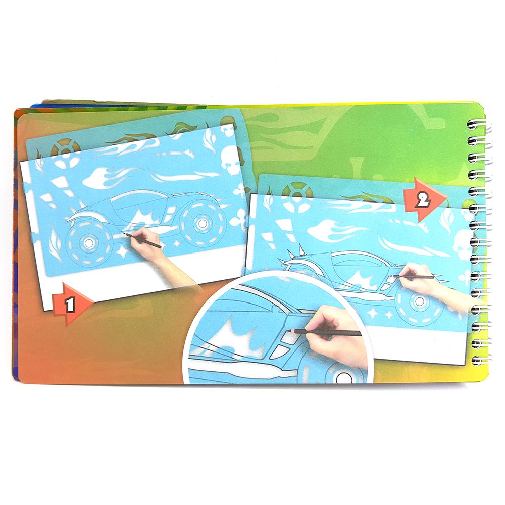 Книжка за рисуване със стикери и шаблони, Страхотни автомобили