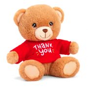 Екологична плюшена играчка мече, с червена тениска Thank you