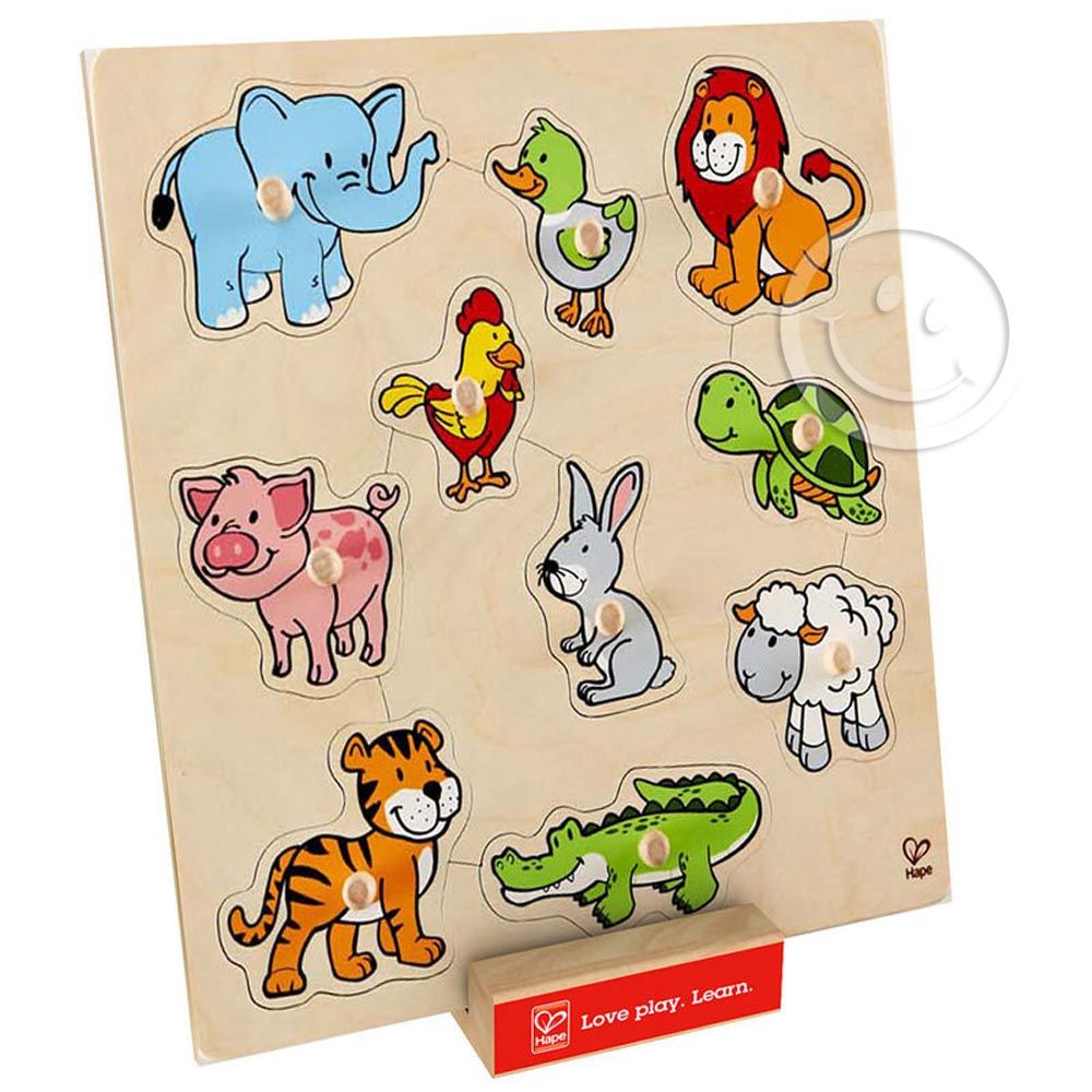 Hape, Дървен пъзел с дръжки, Животни